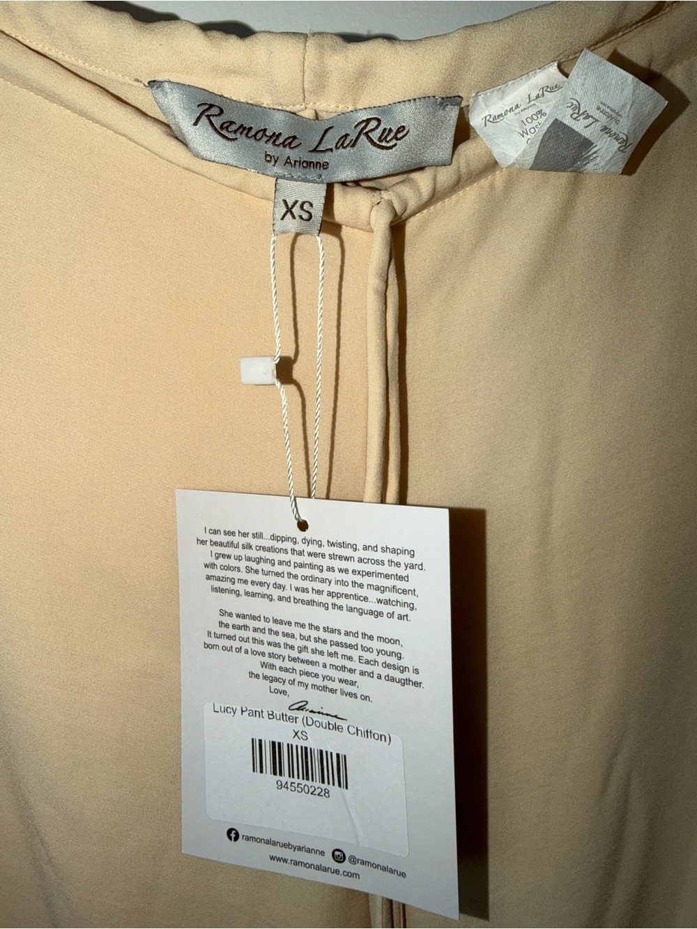 Ramona LaRue Lucy Set Butter XS Double Chiffon Top + Pants NWT - Picture 2 of 5